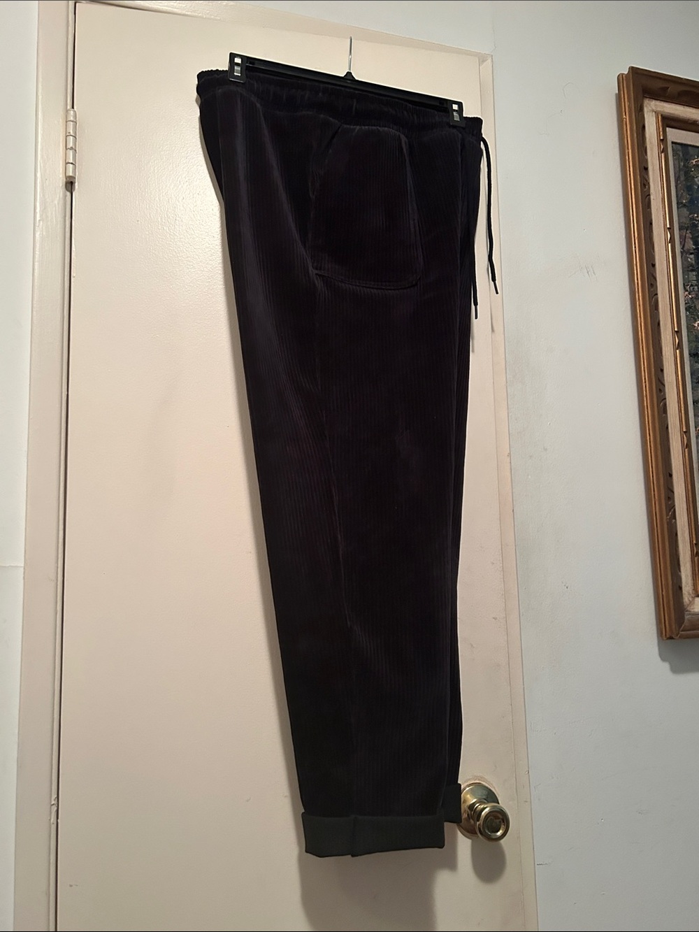 Zenana Black Corduroy Drawstring Pants